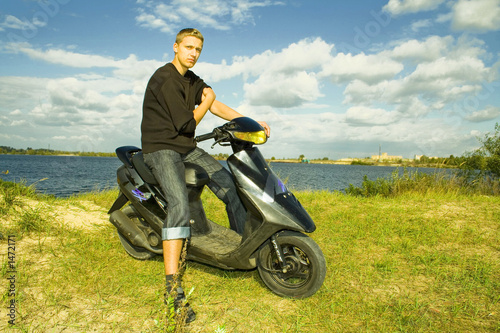 on the scooter