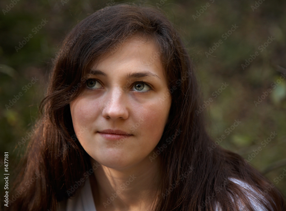 thoughtful brunette girl