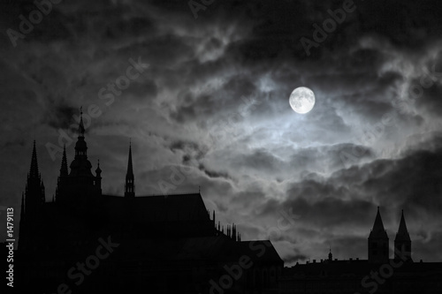 Fototapeta full moon over transilvania