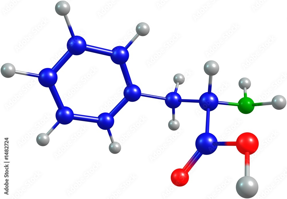 the 3d colorified molecule of phenylalanine the 3d colorified molecule of phenylalanine