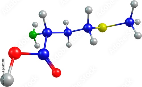 the 3d-rendered colorified molecule of methionine
