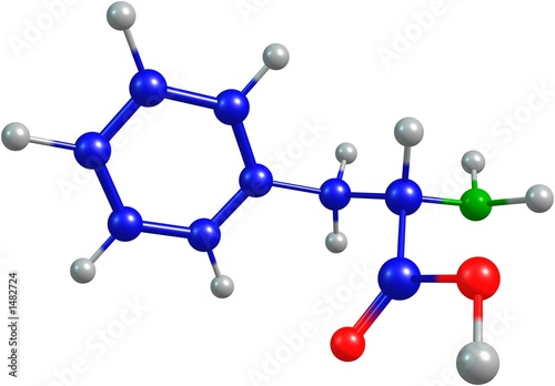 the 3d colorified molecule of phenylalanine