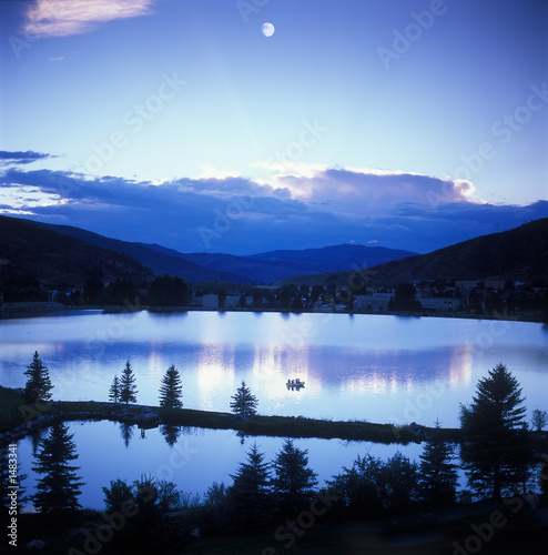 mountain sunset/moonset