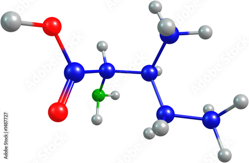 the 3d-rendered colorified molecule of isoleucine