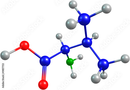 the 3d-rendered colorified molecule of valine