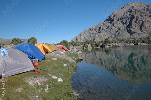 base camp near cool mountain lake