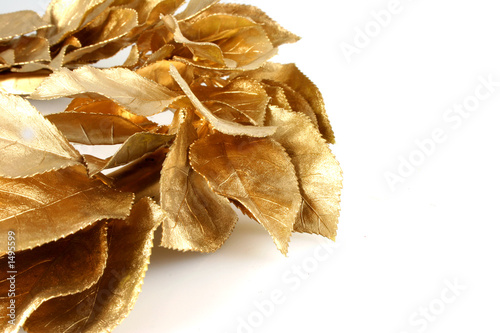 christmas gold leaves with copy space