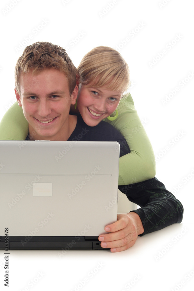 couple using laptop computer