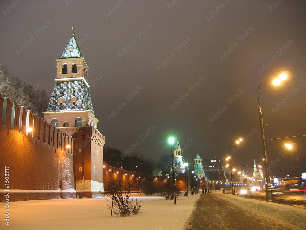 Fototapeta premium russia moscow winter kremlin at night