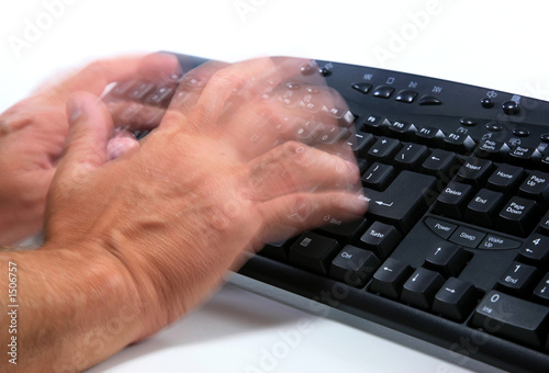 man typing rapidly