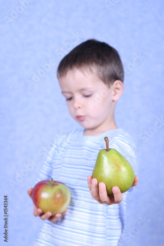 boy and fruits