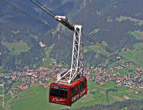 gotschnabahn im hintergrund klosters (graubünden) photo