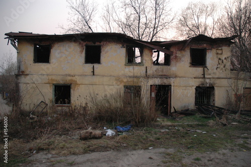 destroyed house with ghosts