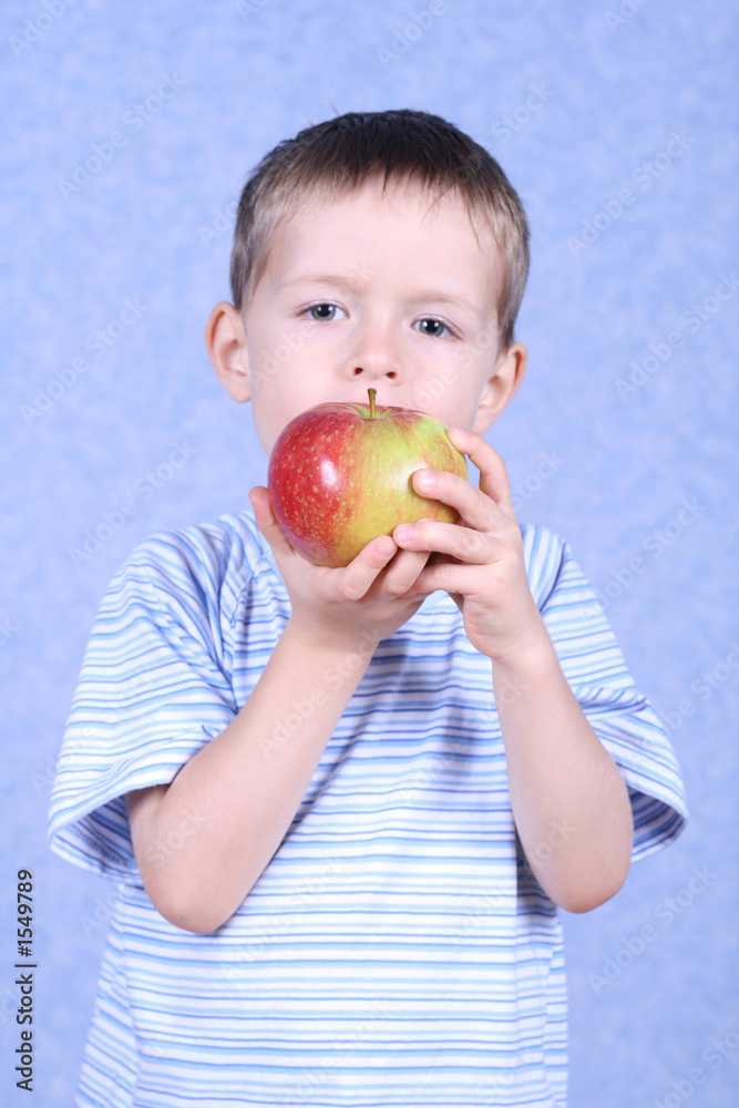 boy and apple boy and apple