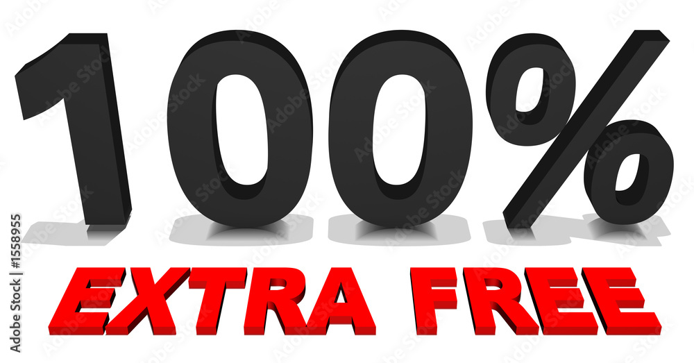 100% extra free 3d text 100% extra free 3d text