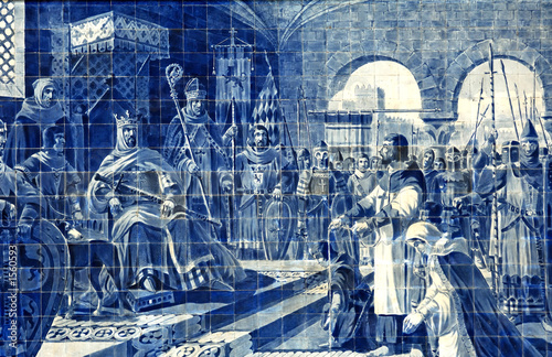 portugal, porto: azulejo in the railway station photo