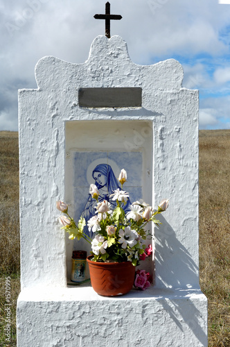portugal, alentejo: landscape with small chapel