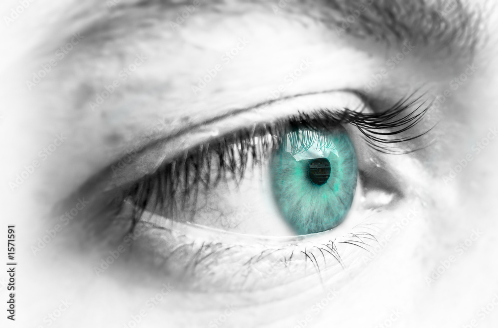 oeil turquoise cyan en gros plan oeil turquoise cyan en gros plan