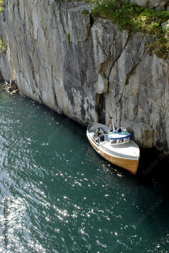 Fototapeta premium boat in fjord