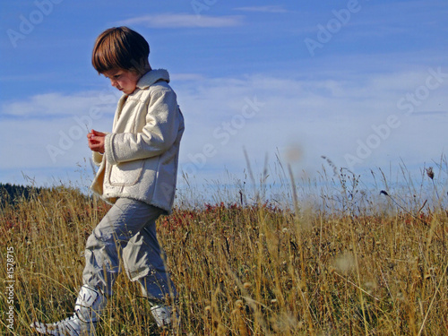 cute girl walking  in nature