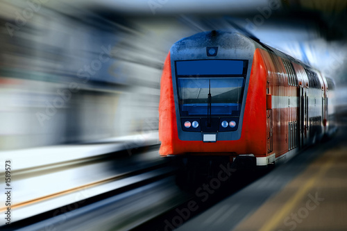 fast moving red train #1589573