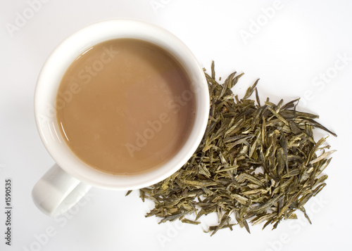 mug of tea and tea leaves