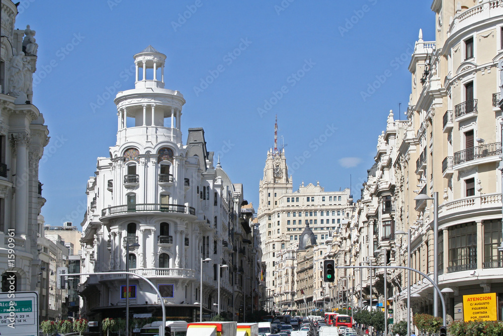 Fototapeta premium gran via street in the center of madrid.