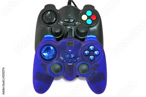 blue and black game pads