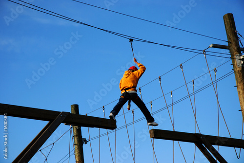 courageous boy taking a big risky step