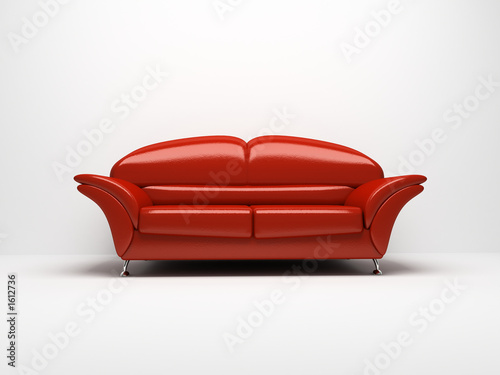 red sofa isolated on white background