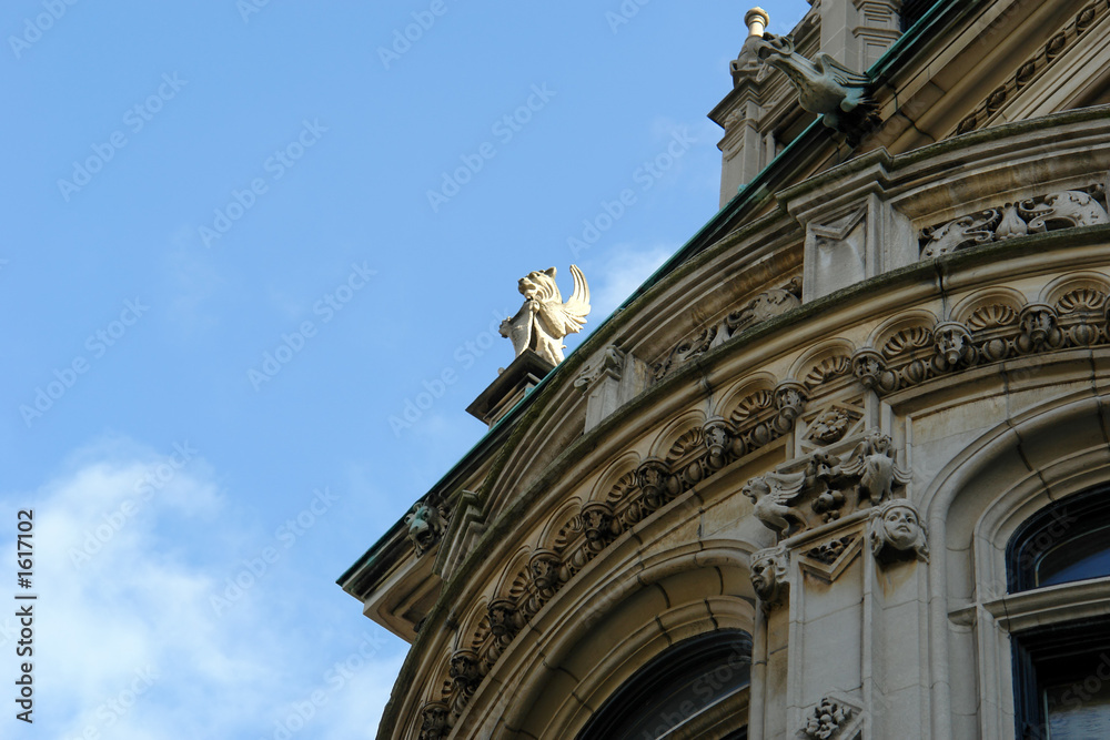 detail of elaborate mansion in massachusetts