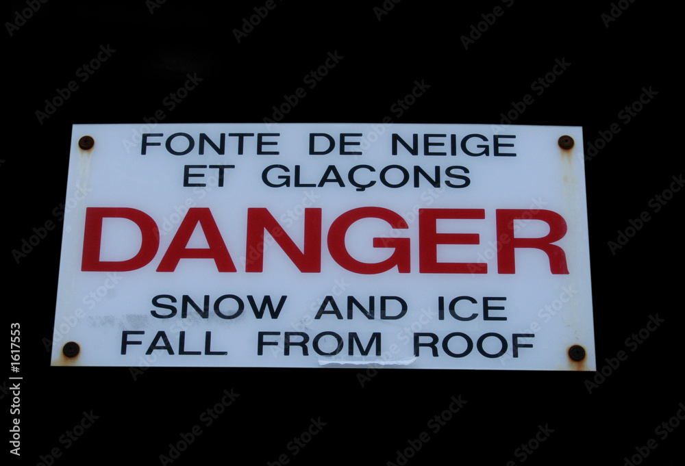 Naklejka premium bilingual winter danger sign