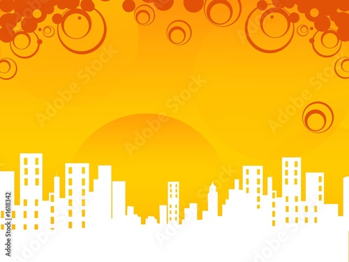 sunrise, illustration, strips, buildings, scene
