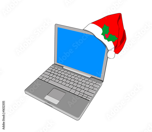 laptop with santa hat