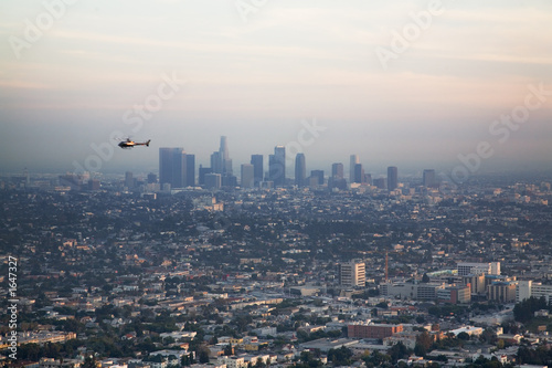 los angeles basin with helicopter