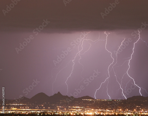 lightning thunderstorm over the city