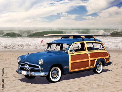 woodie on the beach