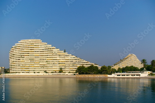 ship-like grand hotels on a shore photo