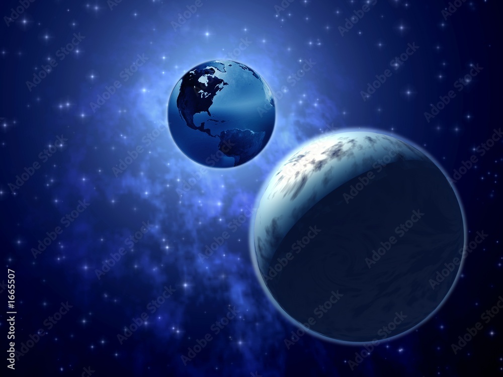 Naklejka premium space. moon and earth