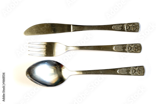 silverware set of knife, spoon and fork