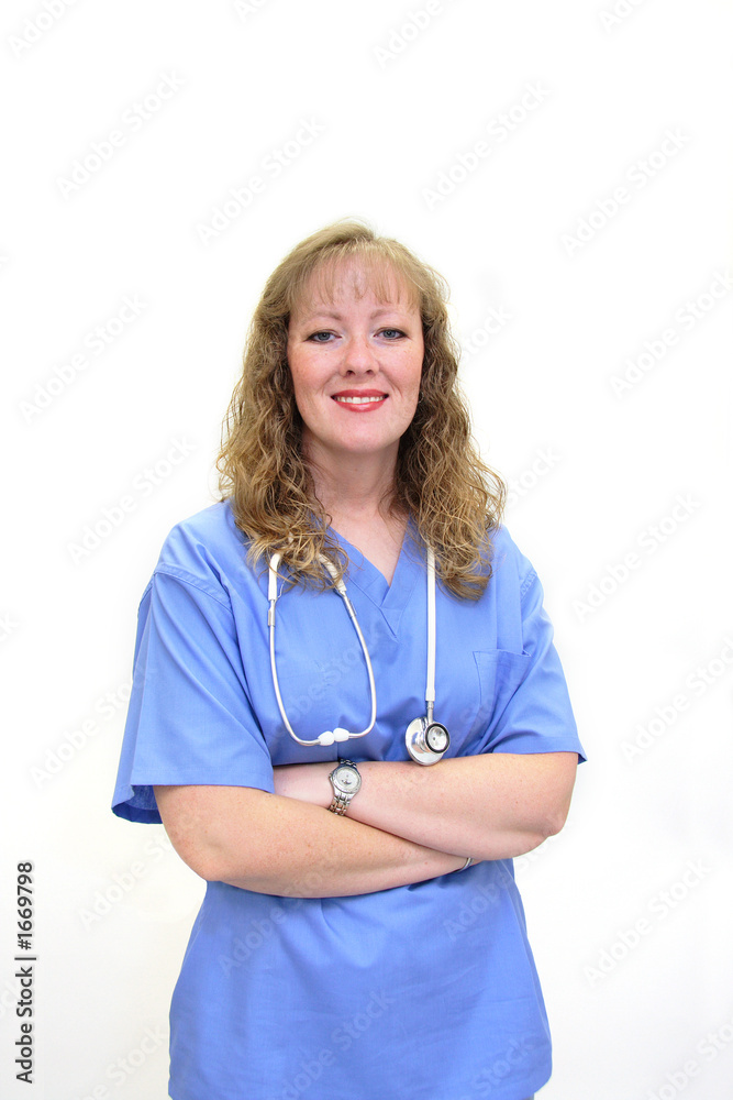 smiling nurse with stethoscope and scrubs smiling nurse with stethoscope and scrubs