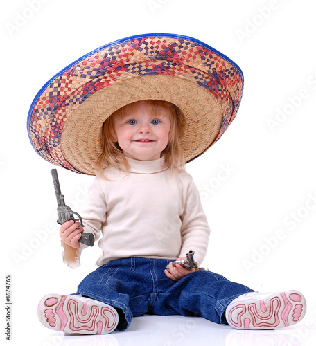 stock photo of toddler in mexican hat photo