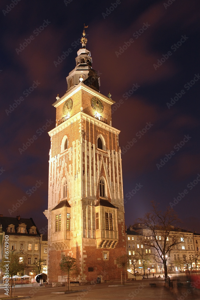 Fototapeta premium medieval town hall tower by night