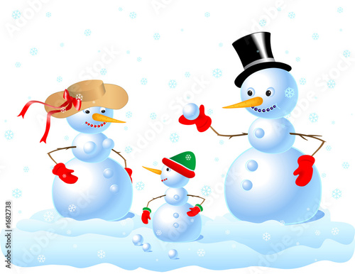 happy snowman family