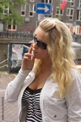 blonde with cigarette