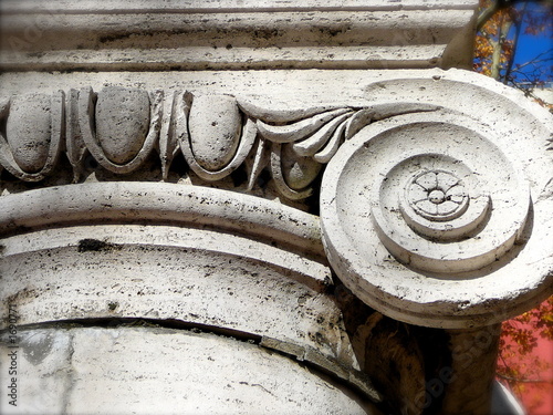 ionic capital and column base, c. 1910 photo