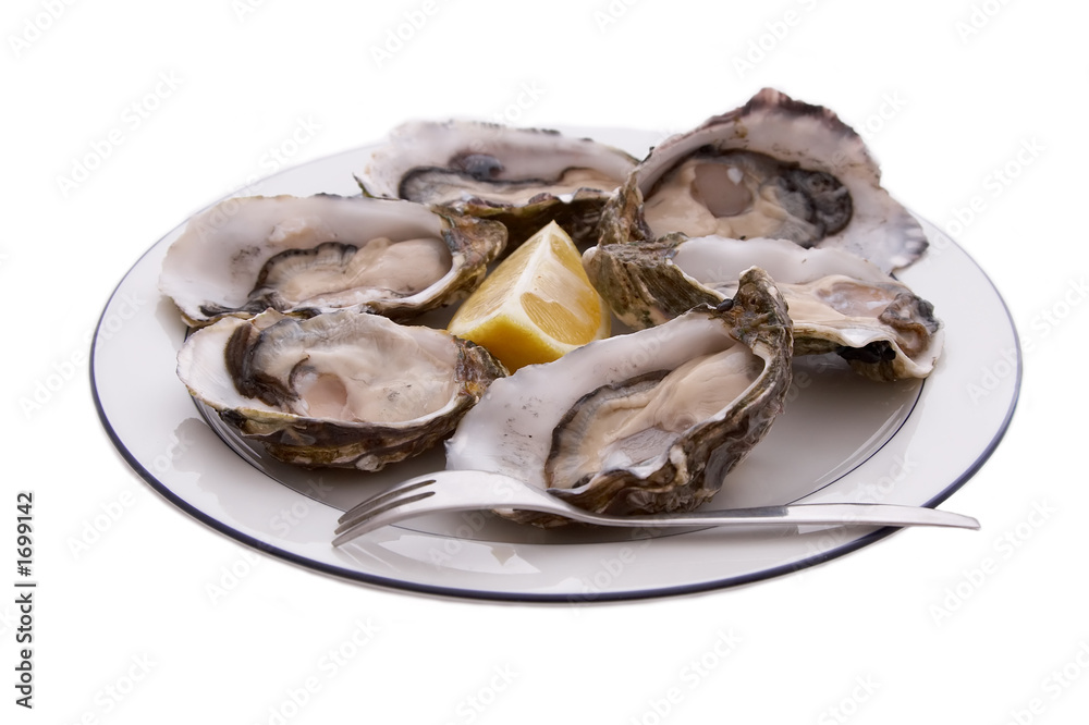 oysters, lemon and fork oysters, lemon and fork