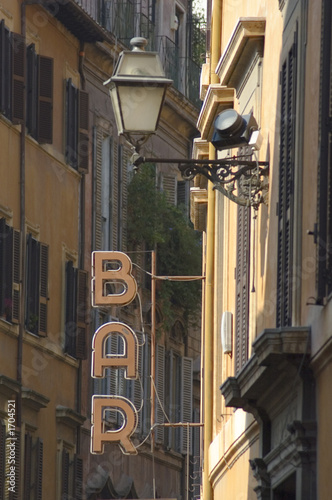 Photography bar sign in the old street of rome