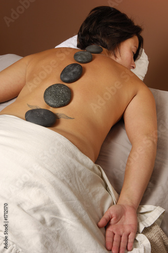 spa hot mineral stones massage treatment