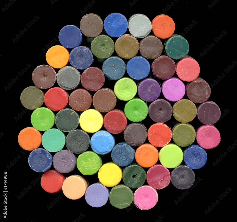 colorful crayon ends isolated on a black backgroun colorful crayon ends isolated on a black backgroun
